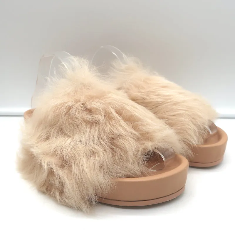 Jil Sander Toscana Shearling Slide Sandalen in Nude Größe 39