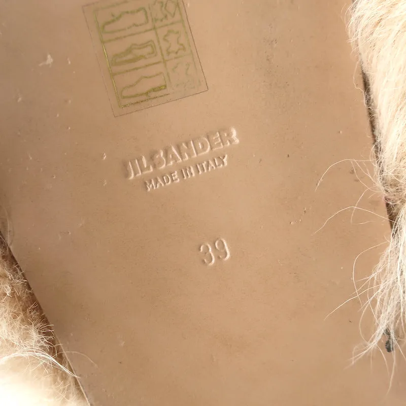 Jil Sander Toscana Shearling Slide Sandalen in Nude Größe 39