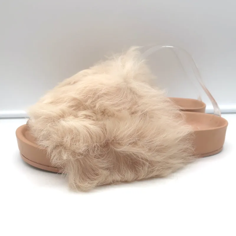 Jil Sander Toscana Shearling Slide Sandalen in Nude Größe 39