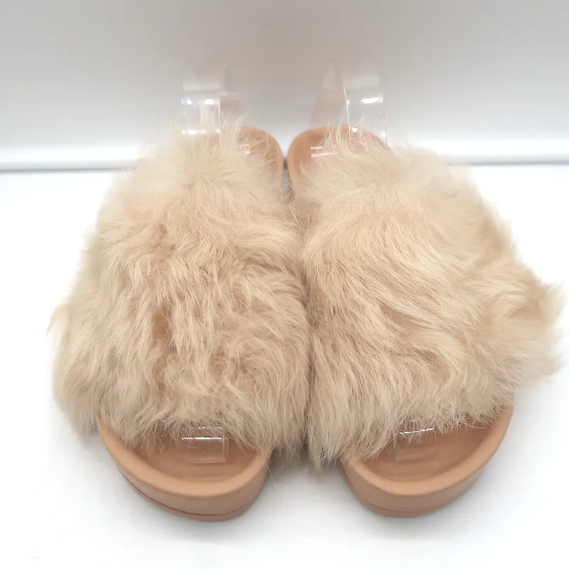 Jil Sander Toscana Shearling Slide Sandalen in Nude Größe 39