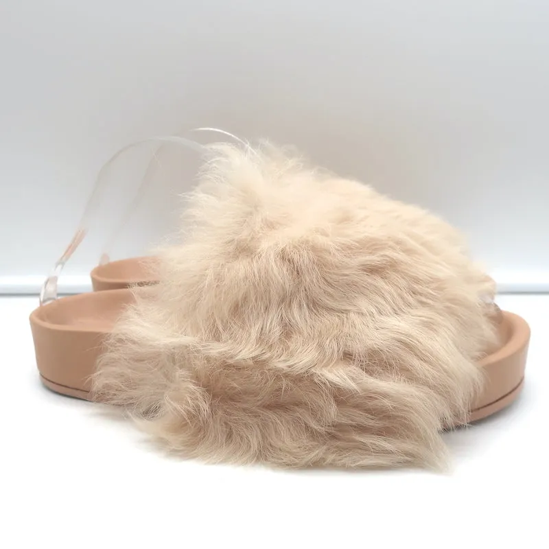 Jil Sander Toscana Shearling Slide Sandalen in Nude Größe 39