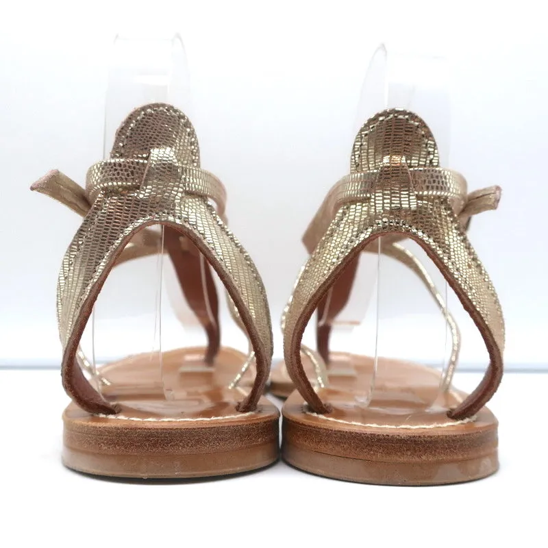 K.Jacques Buffon T-Riemen Sandalen Platin Disco Leder Größe 38