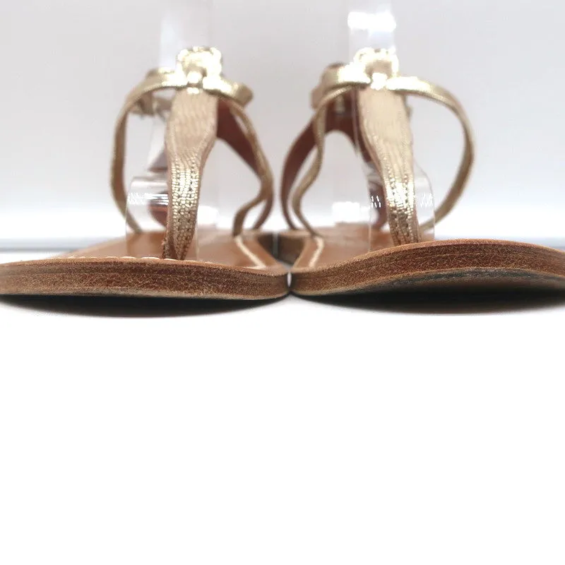 K.Jacques Buffon T-Riemen Sandalen Platin Disco Leder Größe 38