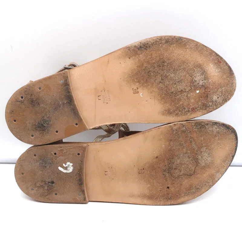 K.Jacques Buffon T-Riemen Sandalen Platin Disco Leder Größe 38