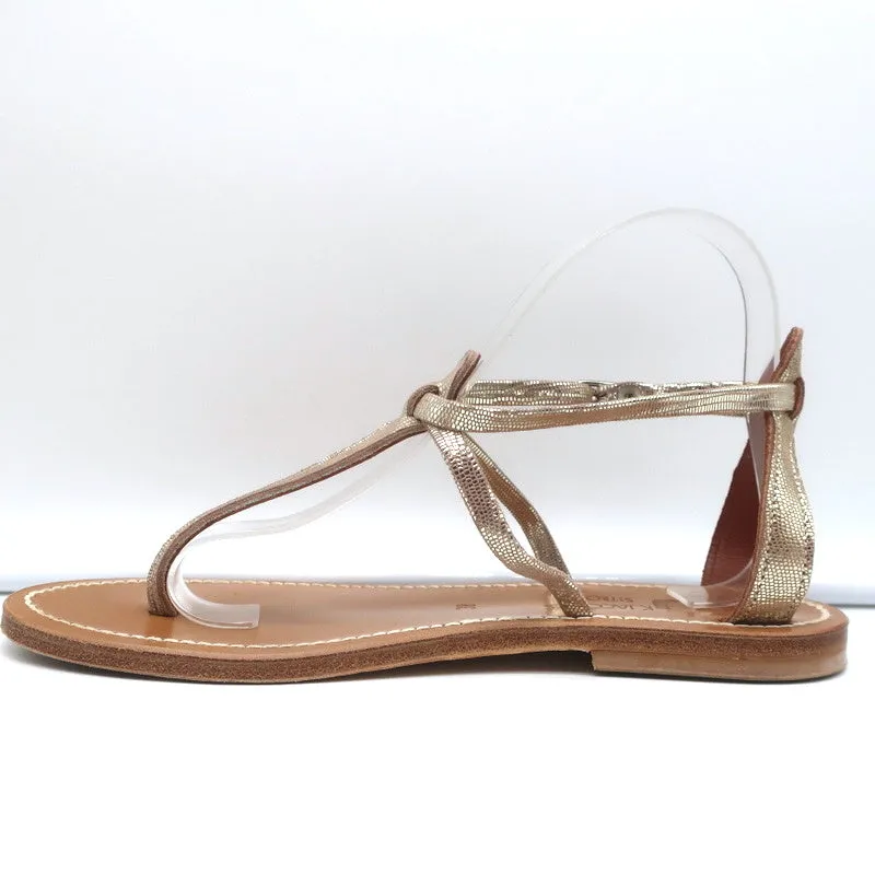 K.Jacques Buffon T-Riemen Sandalen Platin Disco Leder Größe 38