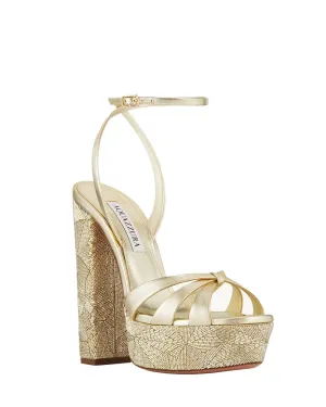 La Nuit Plateau 140 Sandale in Gold