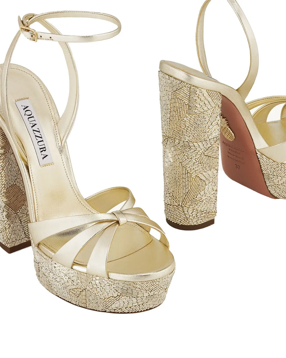 La Nuit Plateau 140 Sandale in Gold