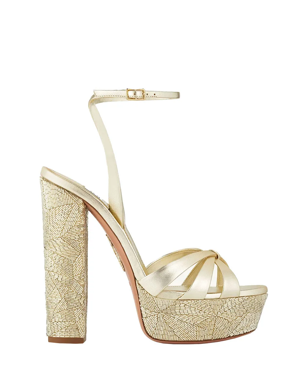 La Nuit Plateau 140 Sandale in Gold