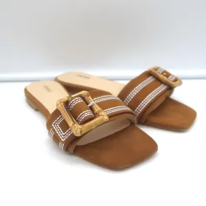L'Agence Aurelie Bamboo Riemchensandalette Braun Wildleder Größe 7