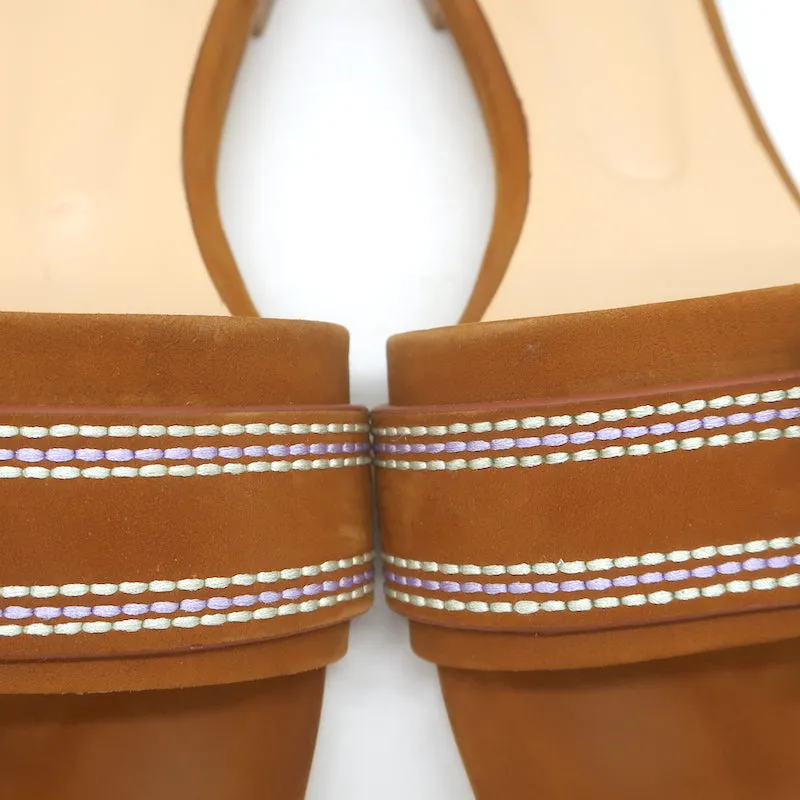 L'Agence Aurelie Bamboo Riemchensandalette Braun Wildleder Größe 7