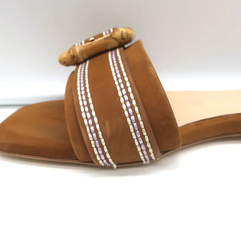 L'Agence Aurelie Bamboo Riemchensandalette Braun Wildleder Größe 7