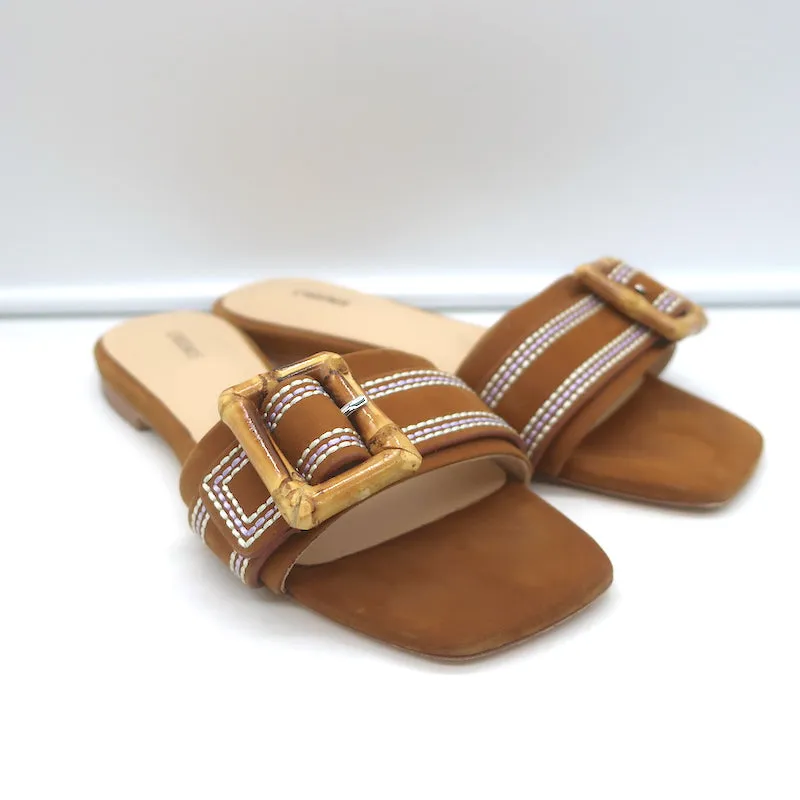 L'Agence Aurelie Bamboo Riemchensandalette Braun Wildleder Größe 7