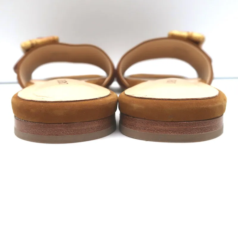 L'Agence Aurelie Bamboo Riemchensandalette Braun Wildleder Größe 7