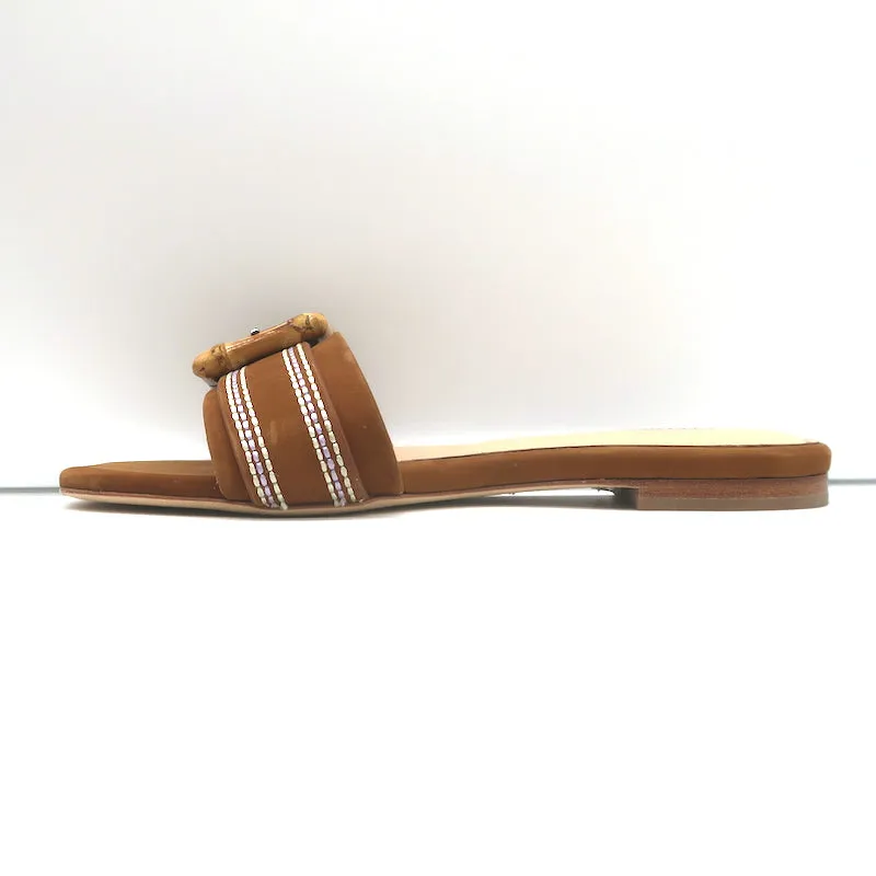 L'Agence Aurelie Bamboo Riemchensandalette Braun Wildleder Größe 7