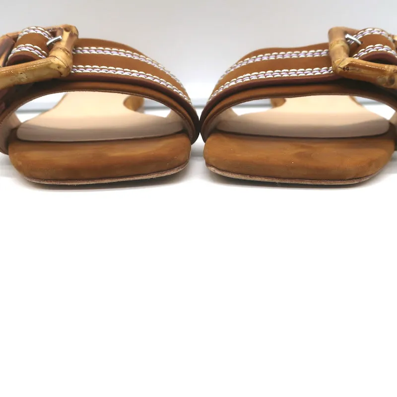 L'Agence Aurelie Bamboo Riemchensandalette Braun Wildleder Größe 7