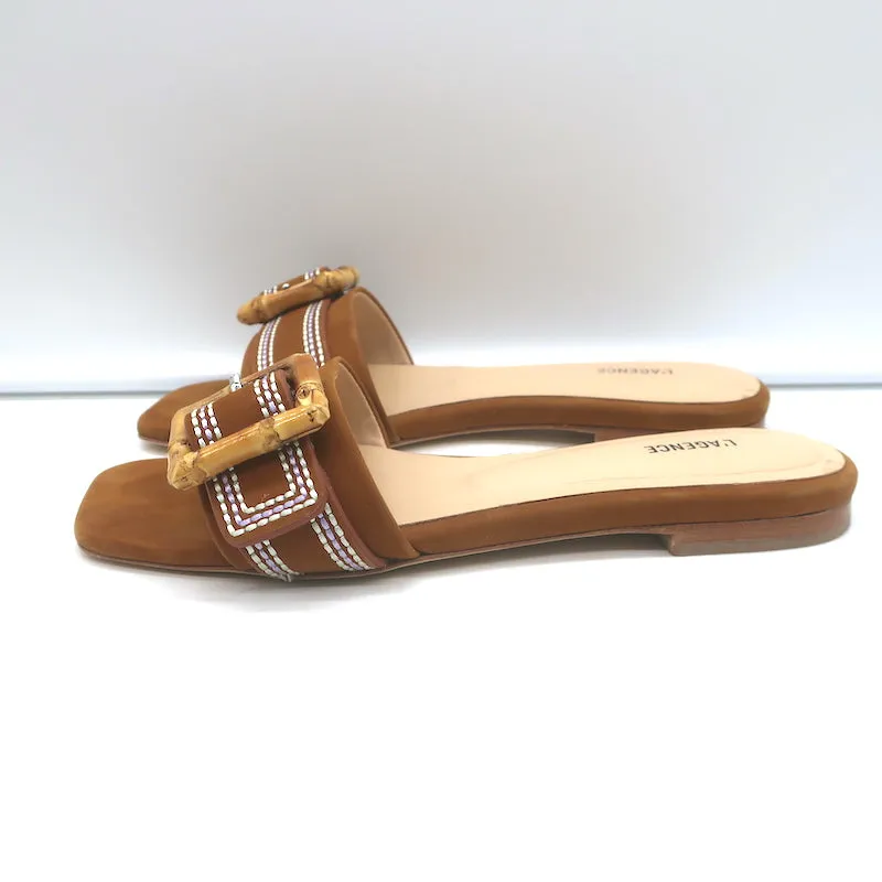 L'Agence Aurelie Bamboo Riemchensandalette Braun Wildleder Größe 7