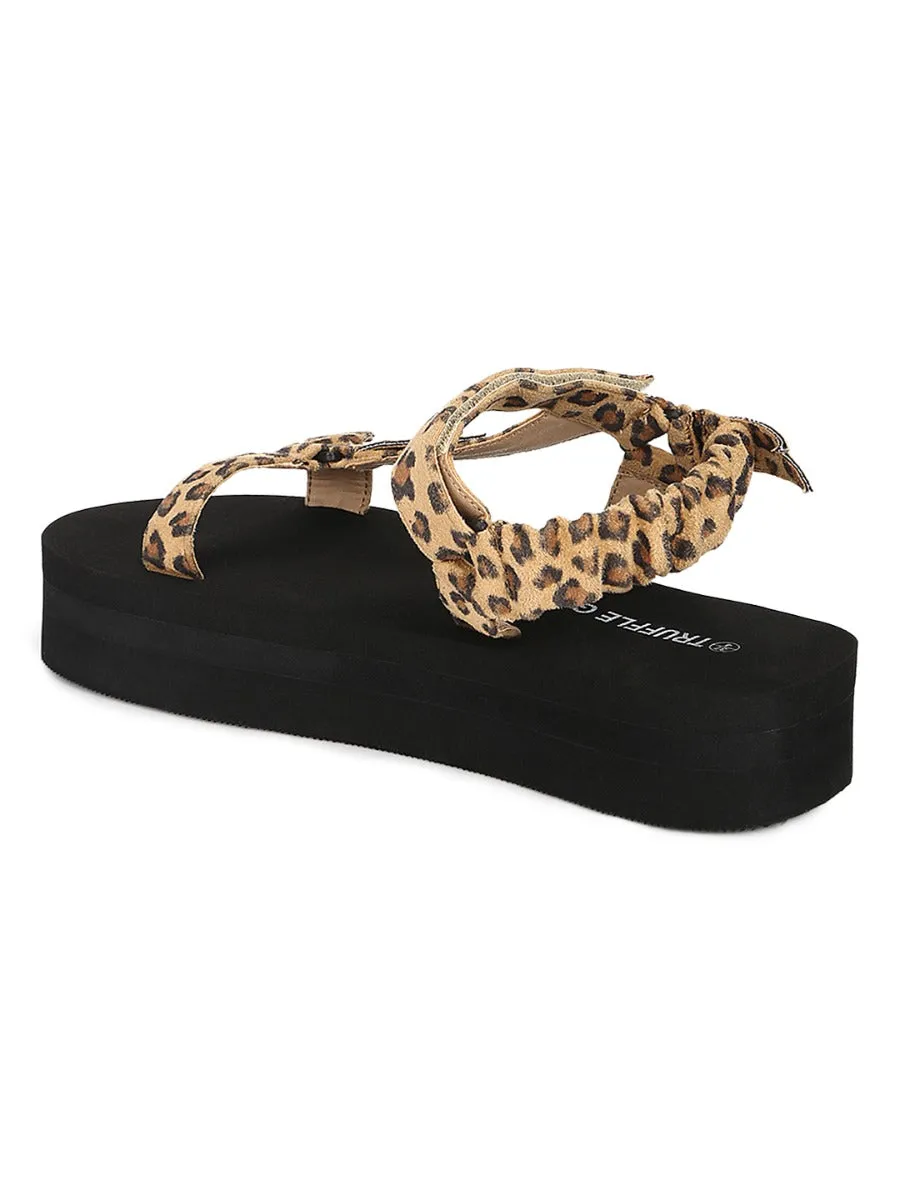 Leopard PU bedruckte Plateausandalen