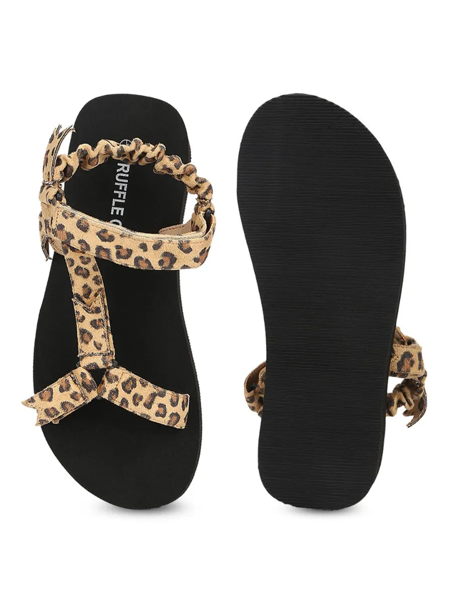 Leopard PU bedruckte Plateausandalen