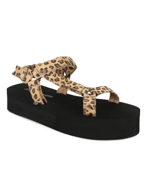 Leopard PU bedruckte Plateausandalen