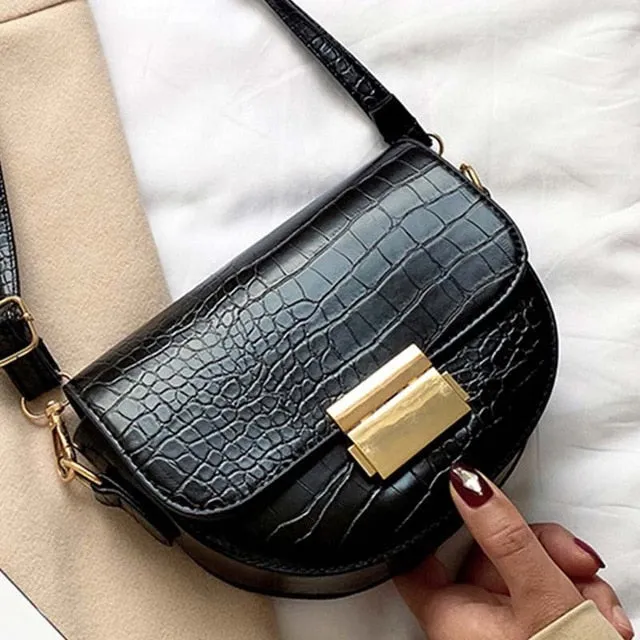 Luxusmode Damen Umhängetasche Krokodil Halbkreis Satteltaschen Weiches Leder Schultertaschen Für Damen Handtaschen Designer Fashion Nova Taschen