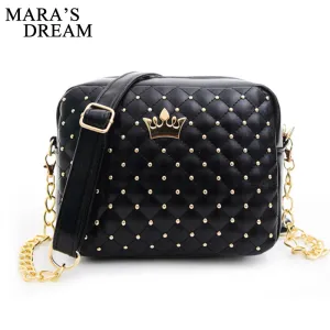 Mara's Traum Kleine Damenhandtasche Mode-Handtasche mit Krone Mini-Nietenschultertasche Damen-Umhängetasche 2019 Bestseller Fashion Nova Taschen