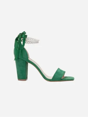 Melissa Vegan Wildleder Perlen Sandalen mit Absatz | Grün