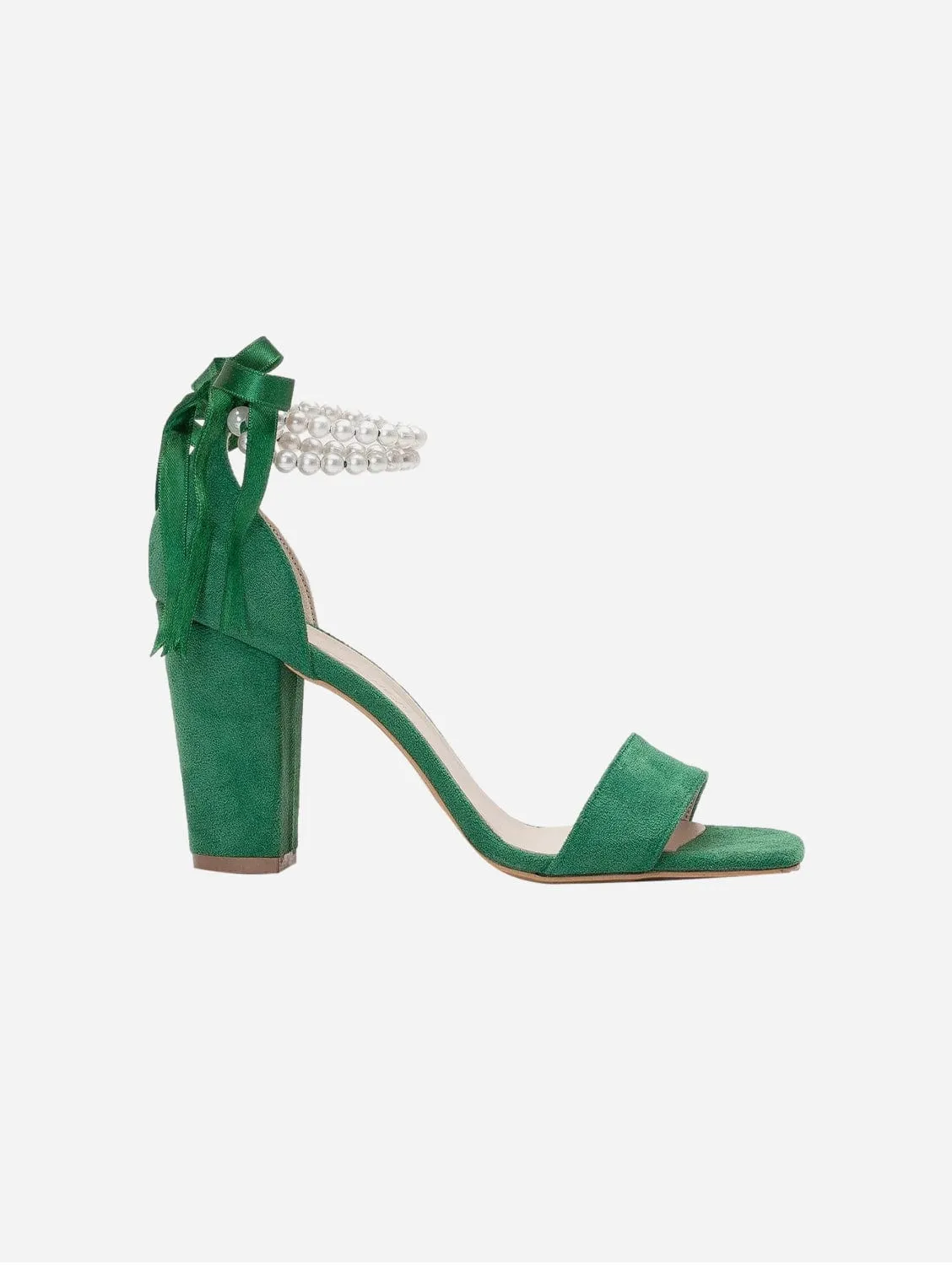 Melissa Vegan Wildleder Perlen Sandalen mit Absatz | Grün