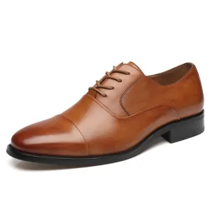 Herren Schnürschuhe mit Rundkappe - Kognak