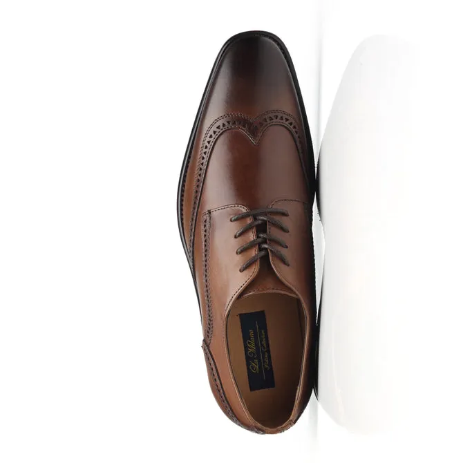 Herren Oxford Wing Tip Marineblau Leder Anzugsschuhe - Whisky