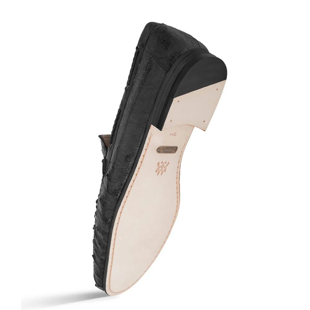Mezlan Straußenleder Dress Moccasin Schwarz