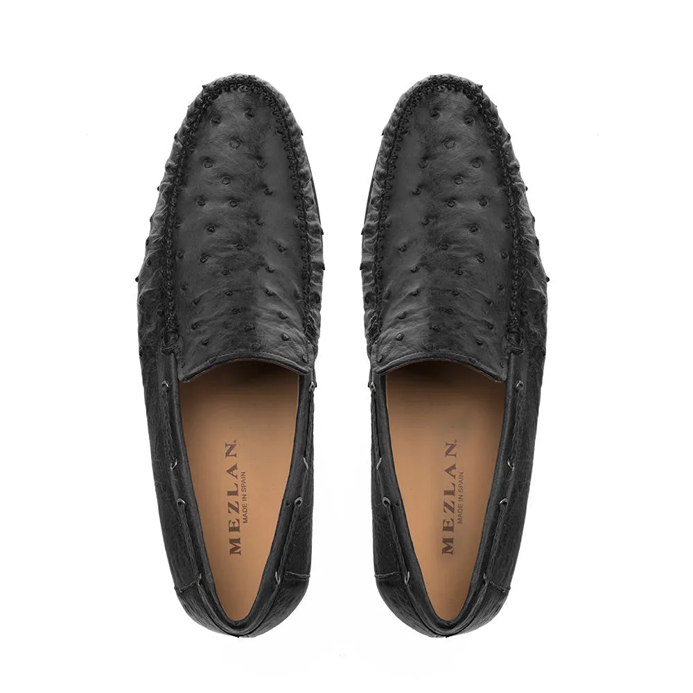 Mezlan Straußenleder Dress Moccasin Schwarz