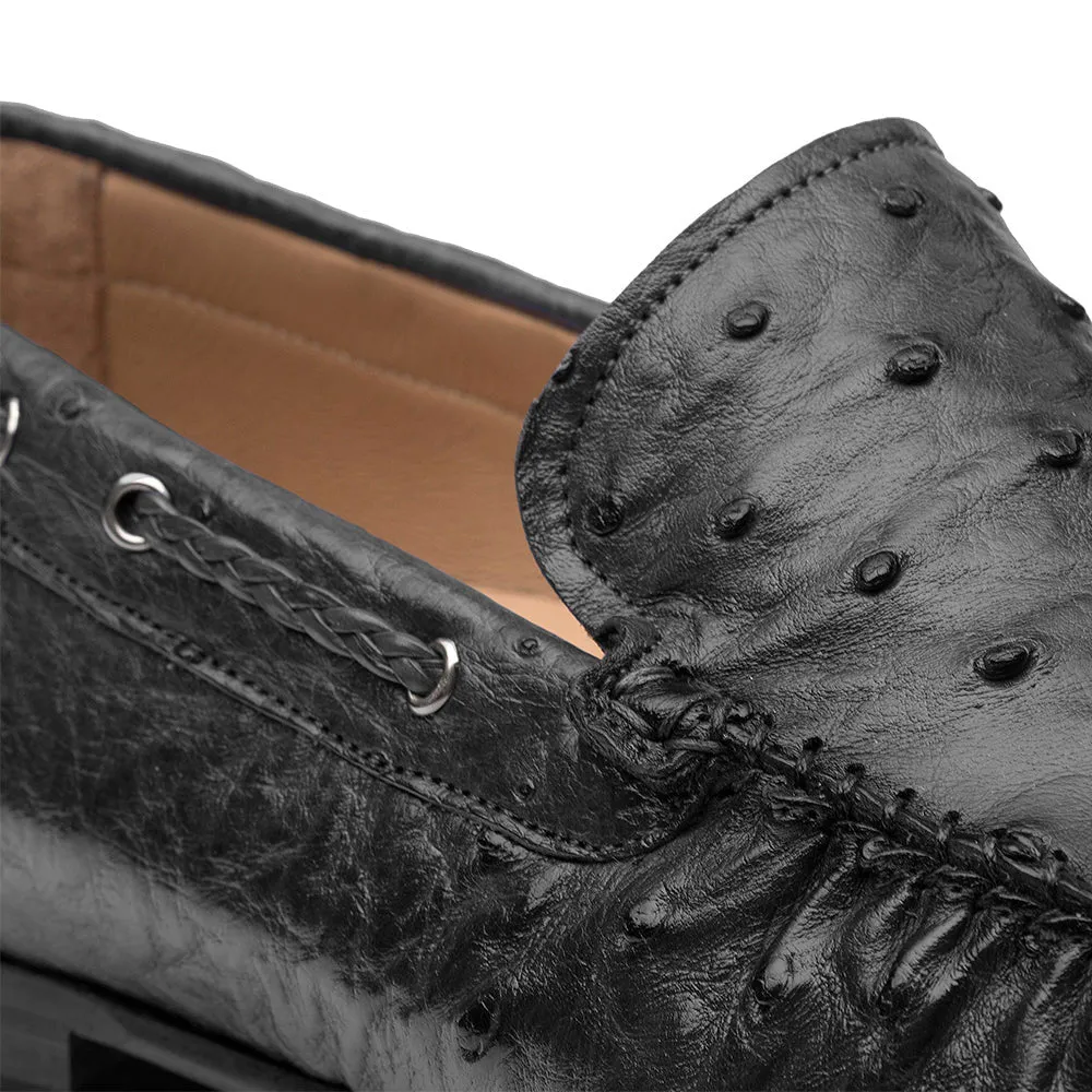 Mezlan Straußenleder Dress Moccasin Schwarz