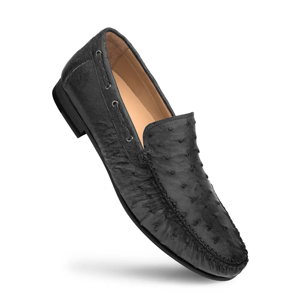 Mezlan Straußenleder Dress Moccasin Schwarz