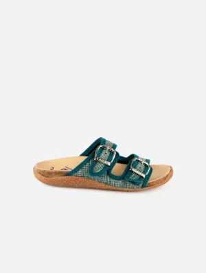 Meine Fußbett-Raffia-Kork-Vegan-Sandalen | Petrol