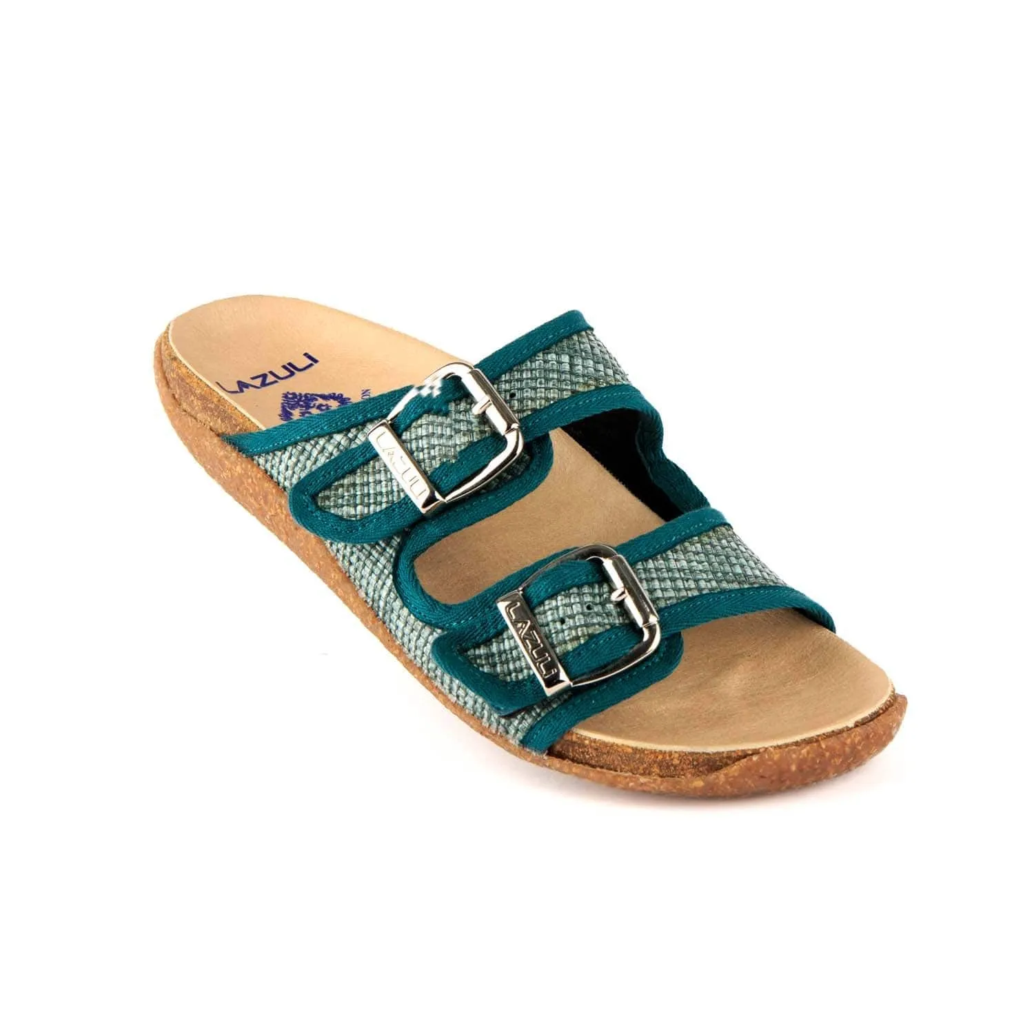 Meine Fußbett-Raffia-Kork-Vegan-Sandalen | Petrol