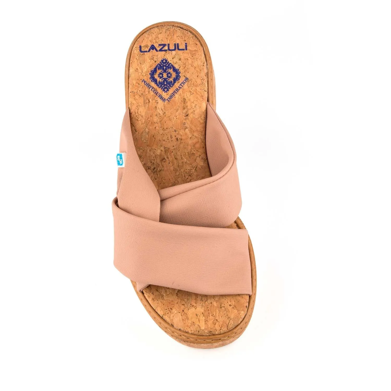 Meine Vegan Keil-Sandalen mit Twist-Peel-Kastanienoptik | Blush