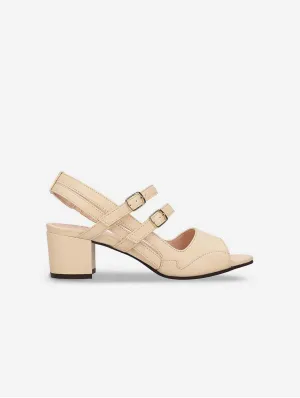 Nerad Damen Vegane Apfel-Leder High-Heel Sandalen | Beige