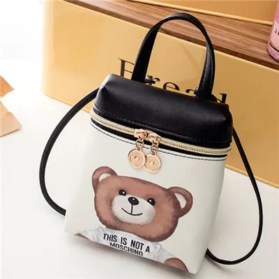 Neue Damen-Handytasche Cartoon Damen-Umhängetasche Schultertasche Querbody Niedliche Mode-Ledertasche Mini-Bären-Handtasche Fashion Nova Taschen