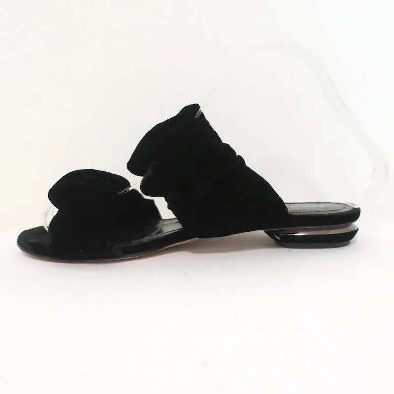 Nicholas Kirkwood Courtney Riemchensandalen Schwarz Samt Größe 37 Zweiband Flache Schuhe