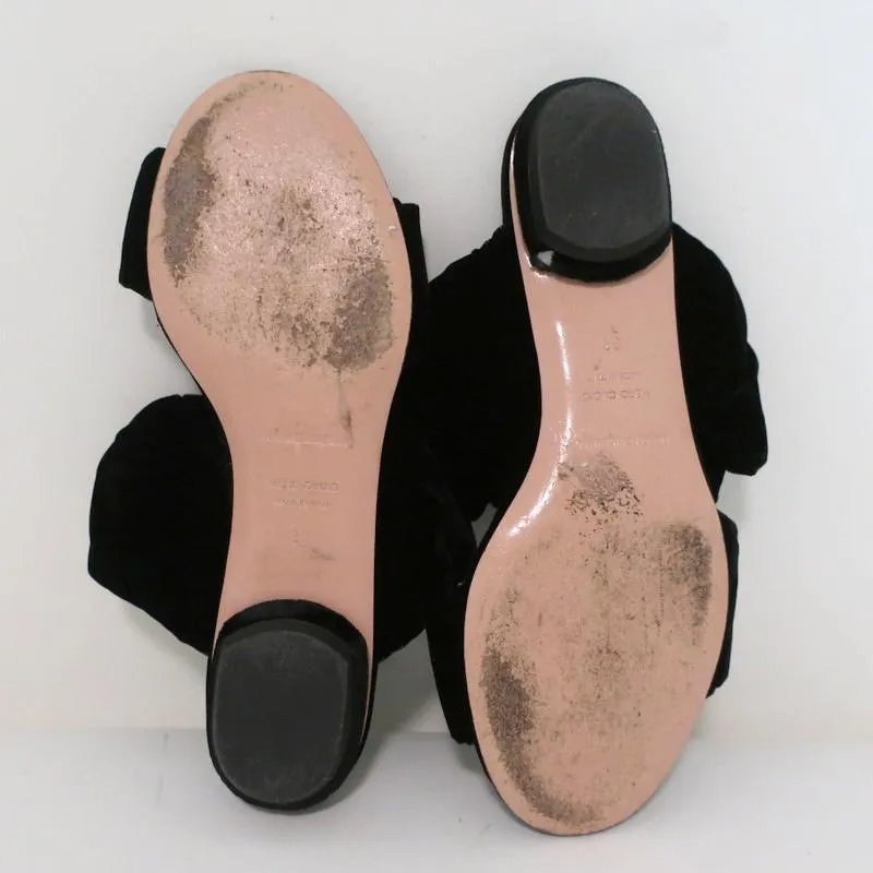Nicholas Kirkwood Courtney Riemchensandalen Schwarz Samt Größe 37 Zweiband Flache Schuhe