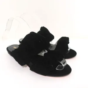 Nicholas Kirkwood Courtney Riemchensandalen Schwarz Samt Größe 37 Zweiband Flache Schuhe