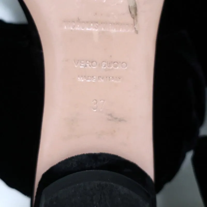 Nicholas Kirkwood Courtney Riemchensandalen Schwarz Samt Größe 37 Zweiband Flache Schuhe