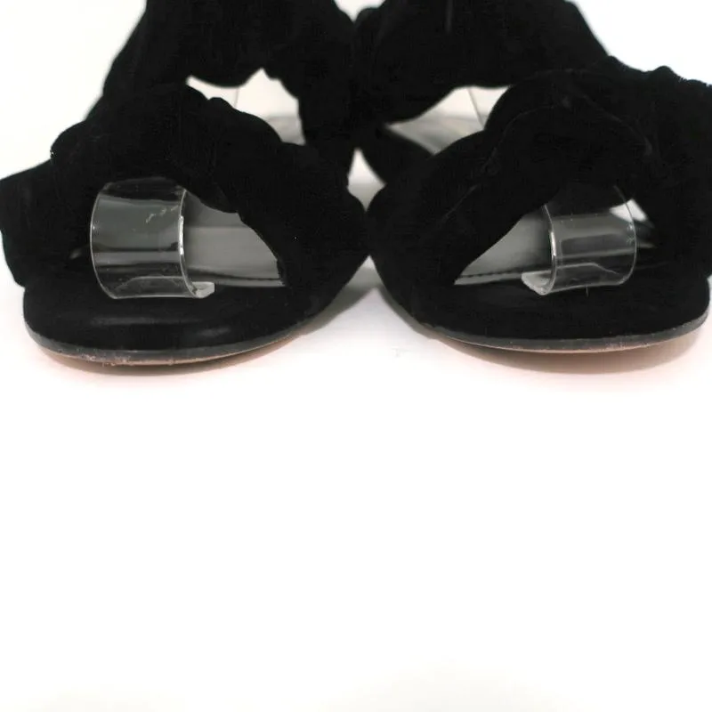 Nicholas Kirkwood Courtney Riemchensandalen Schwarz Samt Größe 37 Zweiband Flache Schuhe