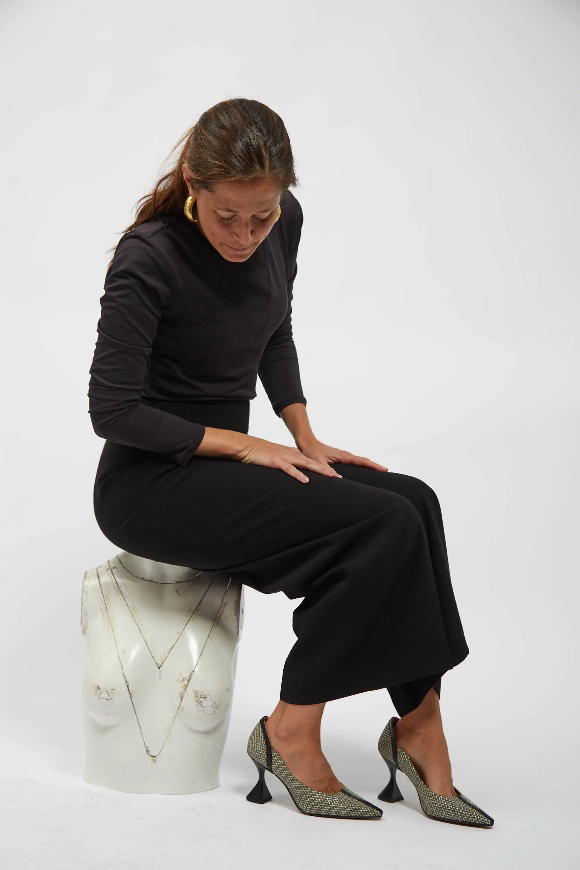 Ottilie Vegan Pumps mit Absatz | Grün & Silber