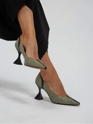 Ottilie Vegan Pumps mit Absatz | Grün & Silber