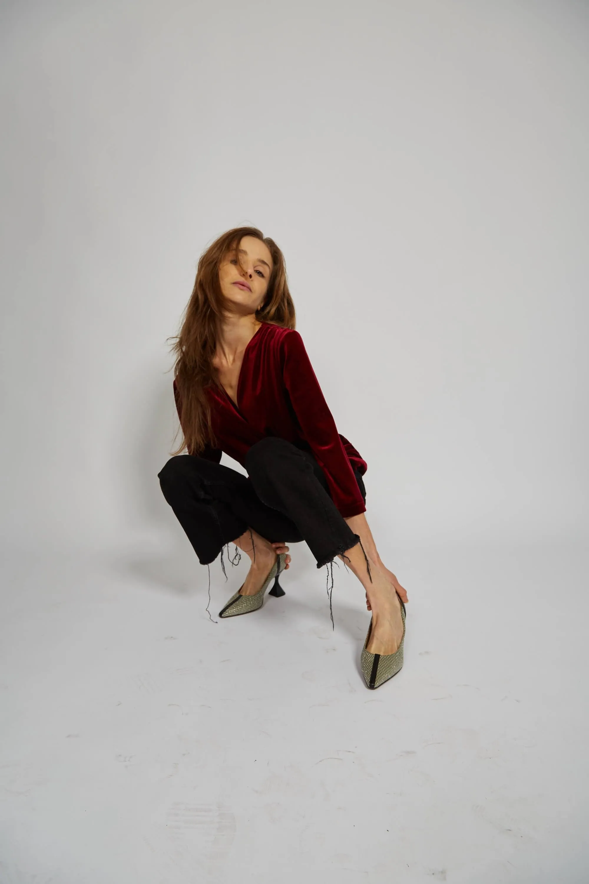 Ottilie Vegan Pumps mit Absatz | Grün & Silber