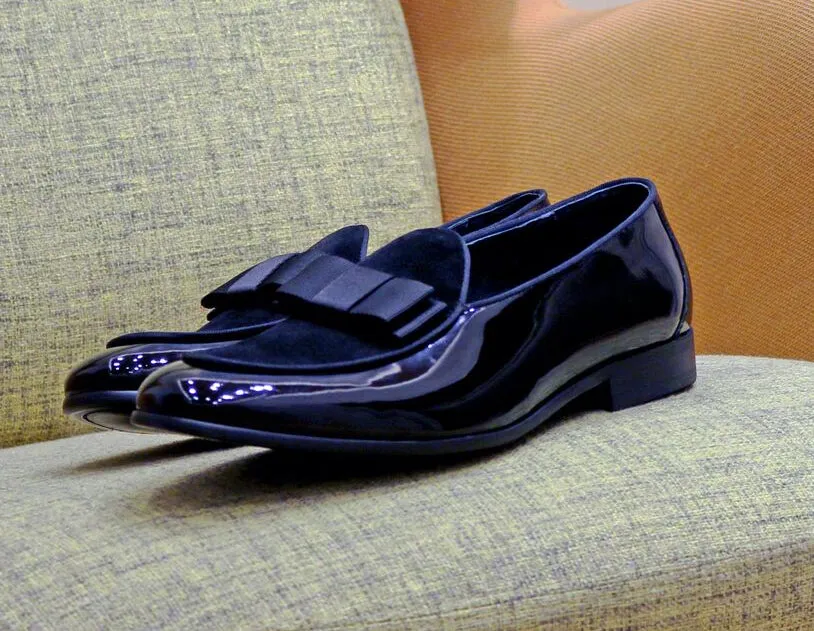 Glattleder & Wildleder Slip-On Loafer Schwarz