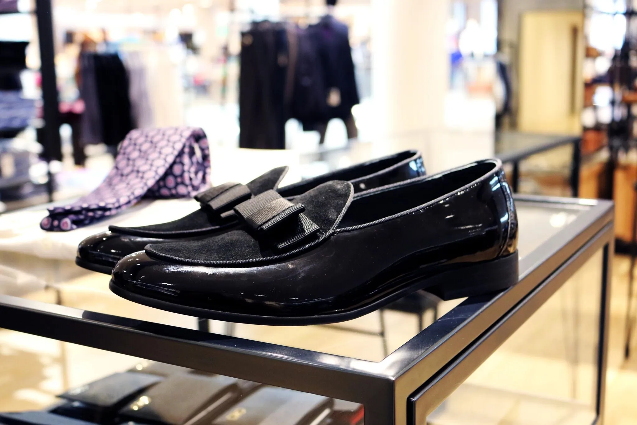 Glattleder & Wildleder Slip-On Loafer Schwarz