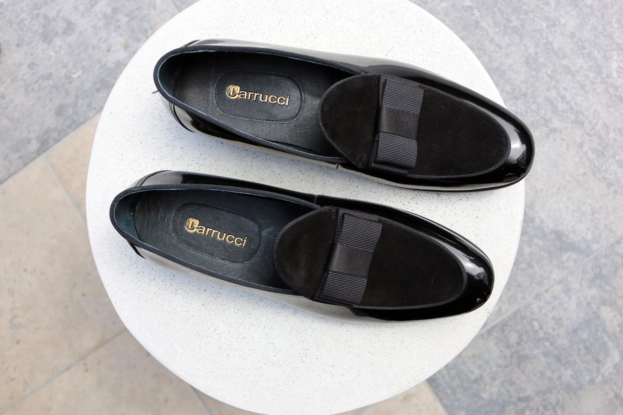 Glattleder & Wildleder Slip-On Loafer Schwarz