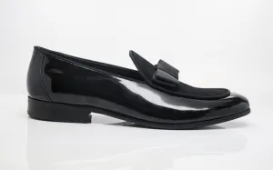 Glattleder & Wildleder Slip-On Loafer Schwarz